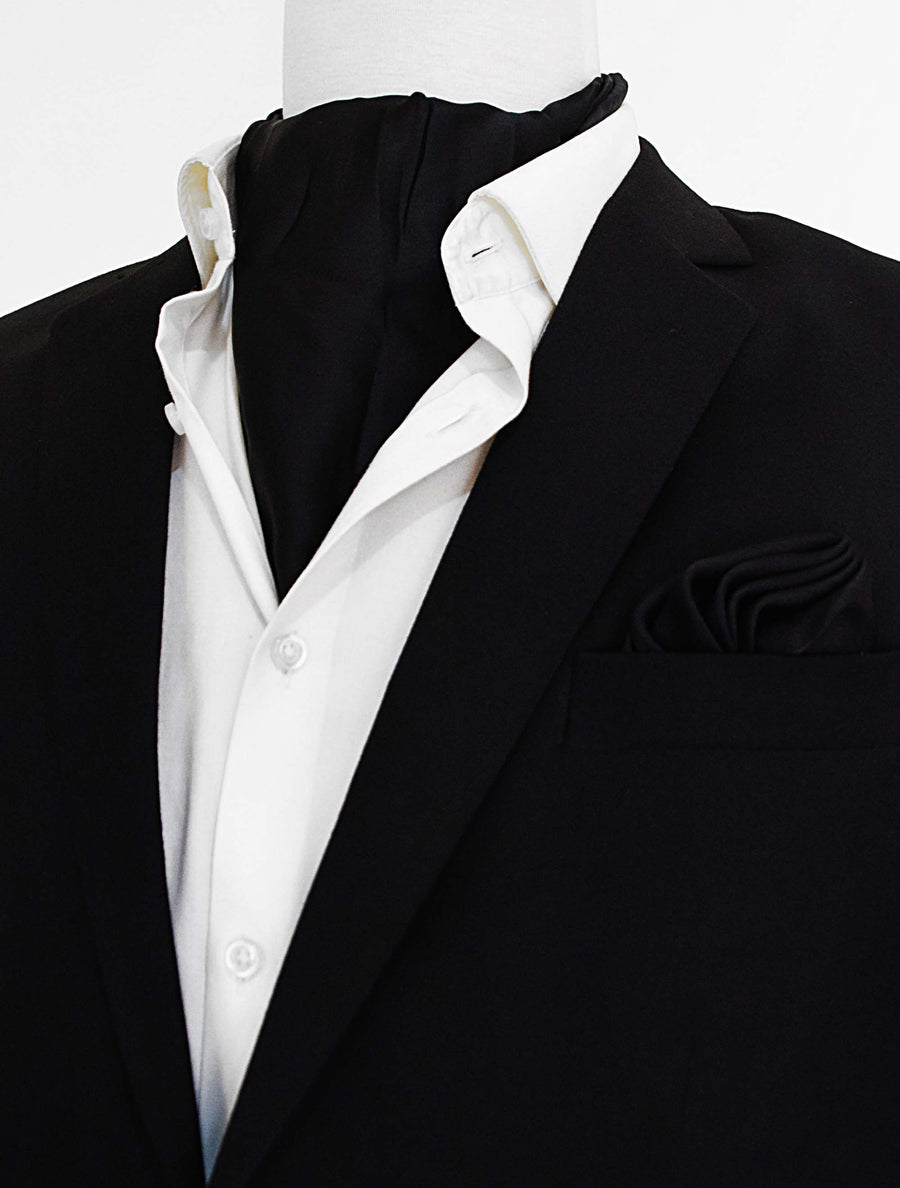 The Black Matter Silk Ascot & Pocket Square Set - Combo Sets | Monzoro Pakistan