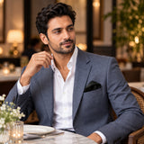 The Black Matter pocket square — restaurant lifestyle.