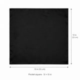 The Black Matter pocket square — size guide.