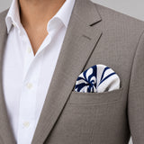 The Blue Chronicles pocket square — light jacket · wearing detail.