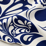 The Blue Chronicles pocket square — fabric and design close-up.