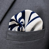 The Blue Chronicles pocket square — close-up wearing detail.