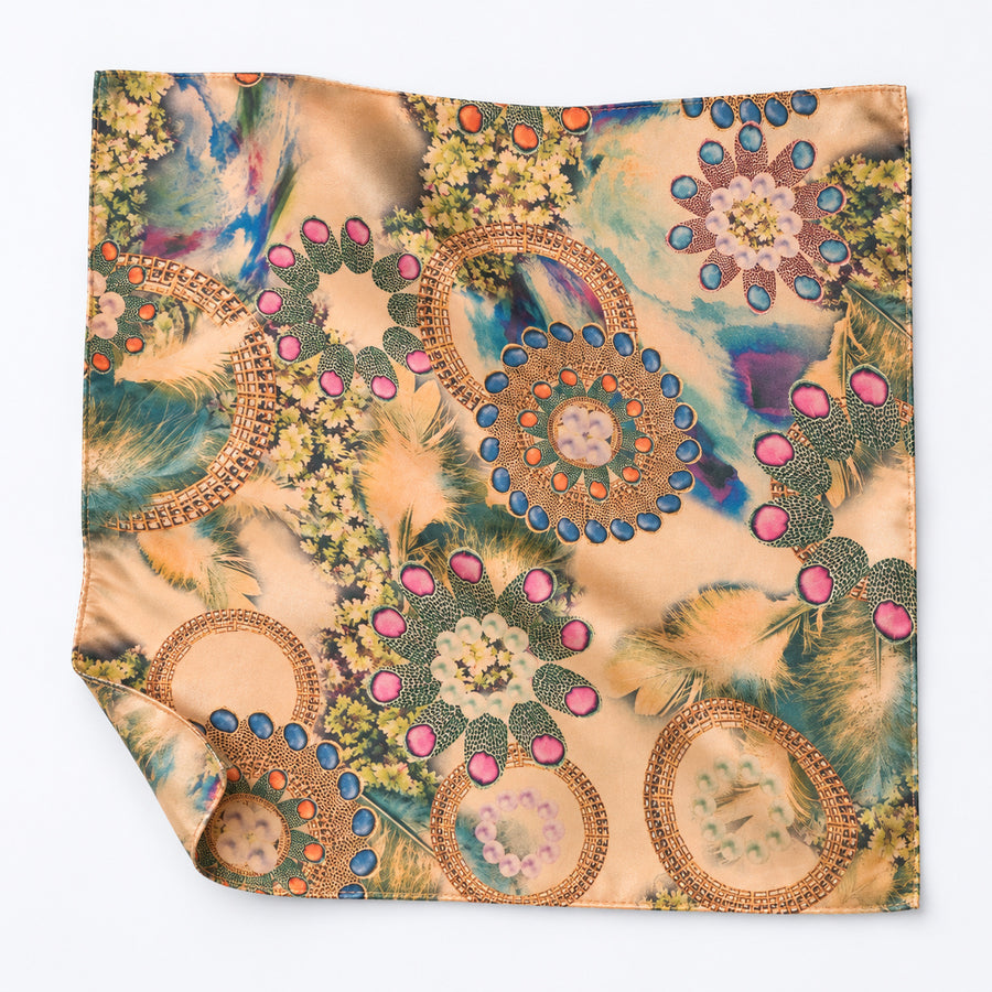 The Colour Trip pocket square — unfolded studio detail.