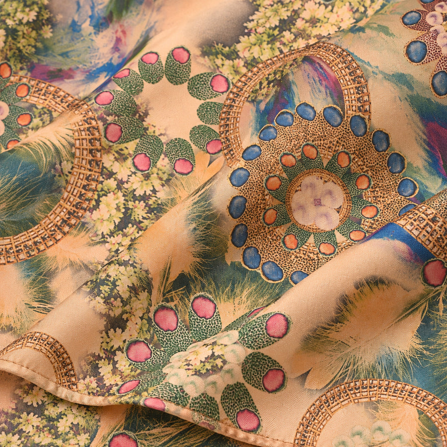 The Colour Trip pocket square — fabric and design close-up.