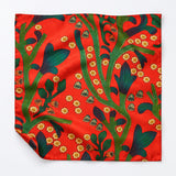 The Fiery Garden pocket square — unfolded studio detail.