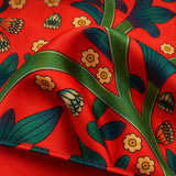 The Fiery Garden pocket square — fabric and design close-up.