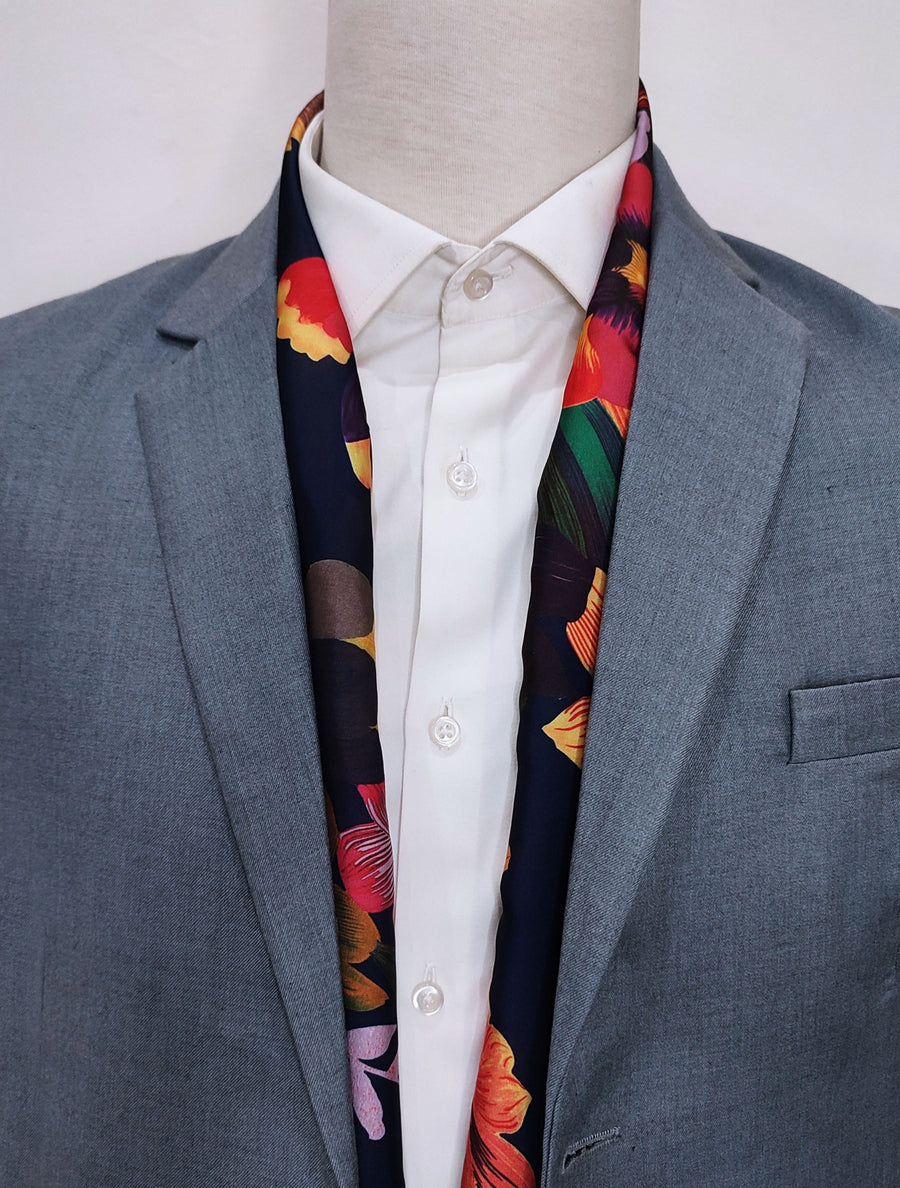 The Mighty Blue Jungle Silk - Silk Men Scarves - Silk Scarves | Monzoro Pakistan