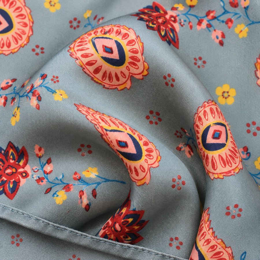 The Paisley Petals pocket square — fabric and design close-up.