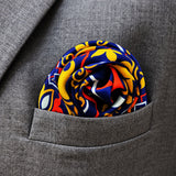 Traditional Ethnic pocket square — close-up wearing detail.