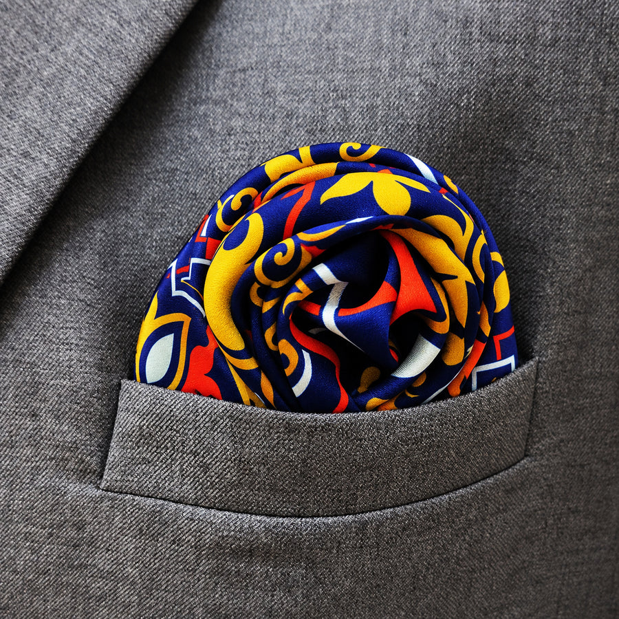 Traditional Ethnic pocket square — close-up wearing detail.