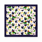 Tropical Birds and Flowers pocket square — full flat product.