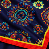 Truck Art Ethnic pocket square — fabric and design close-up.