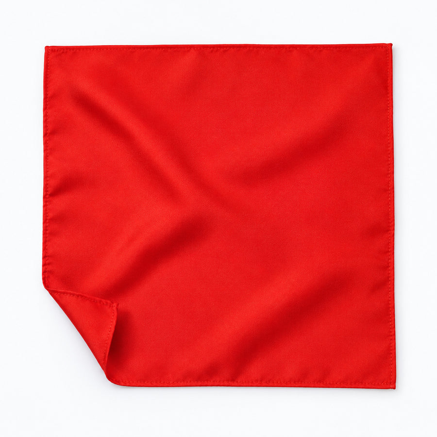 Valentine Red pocket square — unfolded studio detail.