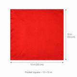 Valentine Red pocket square — size guide.