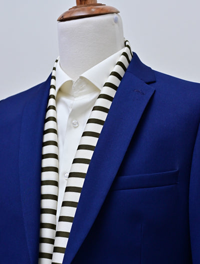 White & Green Stripes Silk Men Scarves - Silk Scarves | Monzoro Pakistan