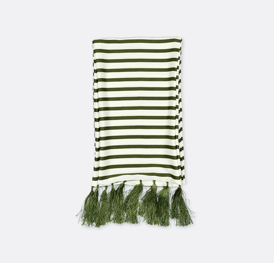 White & Green Stripes Silk Men Scarves - Silk Scarves | Monzoro Pakistan