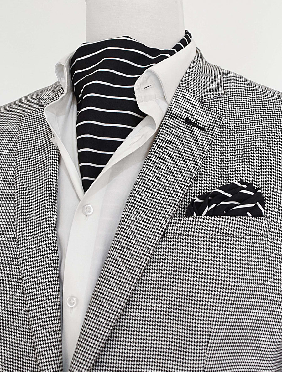 White Cane Crow Silk Ascot Set - Combo Sets | Monzoro Pakistan