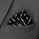 White Cane Crow pocket square — close-up wearing detail.