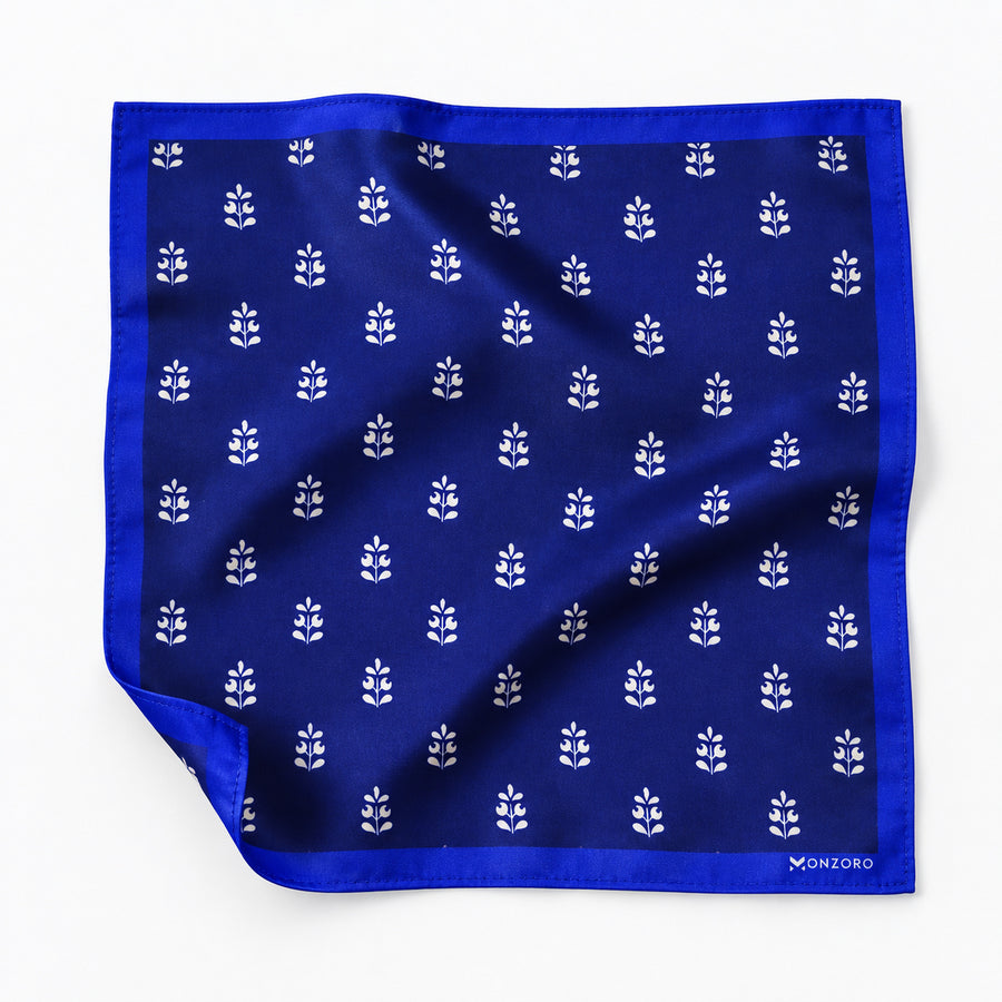White Conifer pocket square — unfolded studio detail.