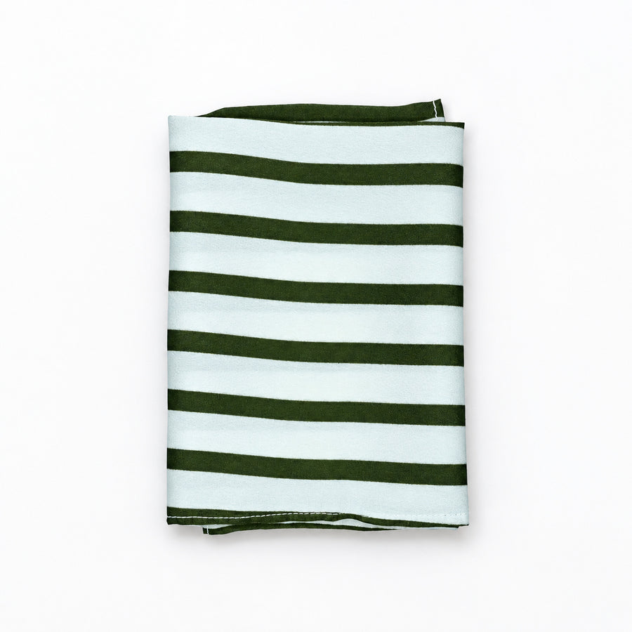 White & Green Stripes pocket square — folded product.