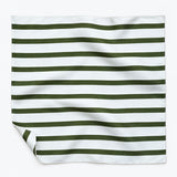White & Green Stripes pocket square — unfolded studio detail.