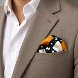 White Round Vector Design pocket square — light jacket · wearing detail.