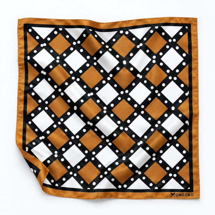 White Round Vector Design pocket square — unfolded studio detail.