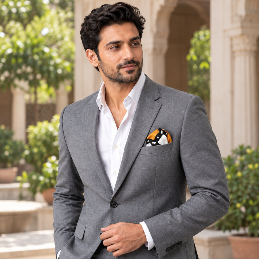 White Round Vector Design pocket square — outdoor lifestyle.
