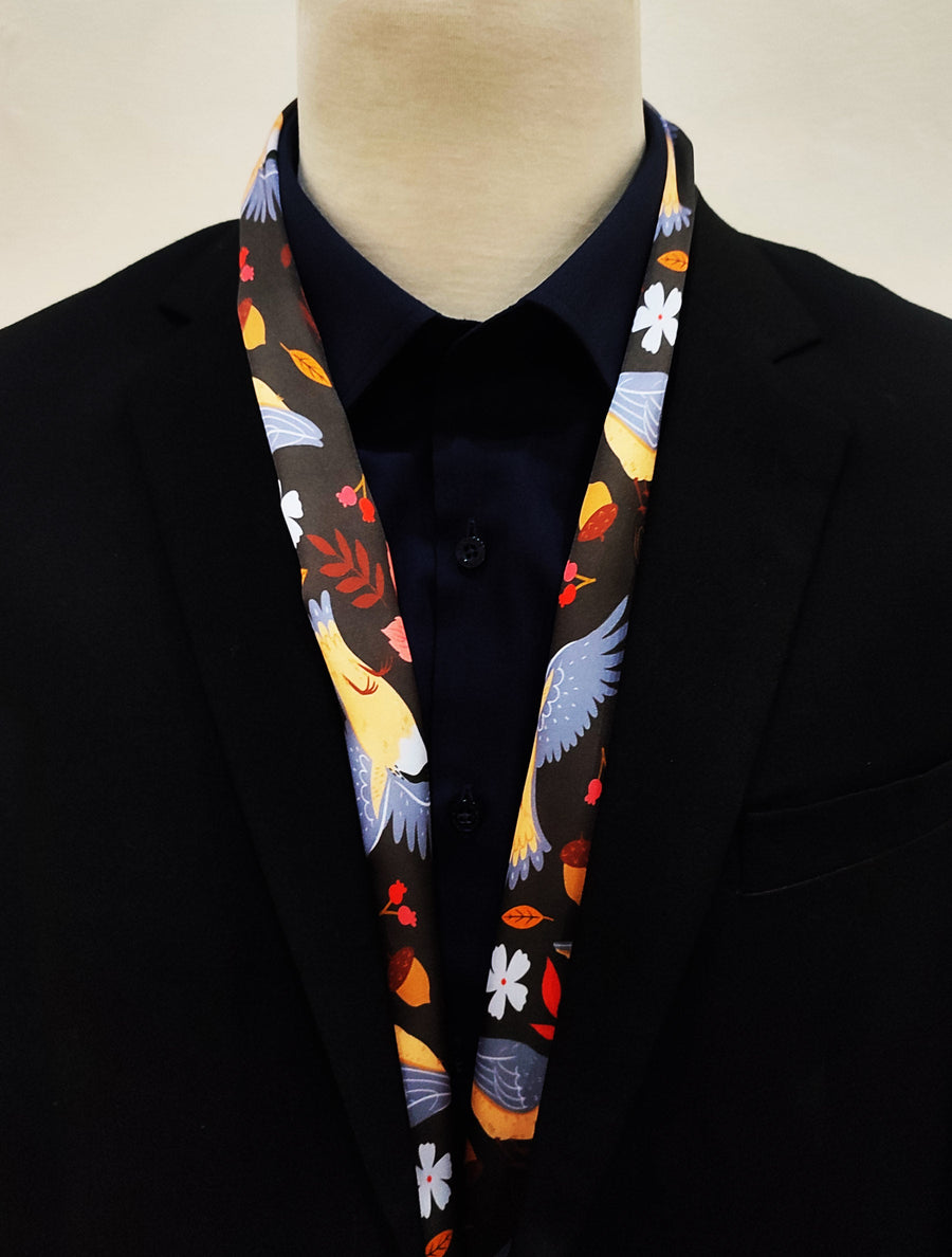 Winter Birds and Autumn Leaves - Silk Scarves - Silk Scarves | Monzoro Pakistan