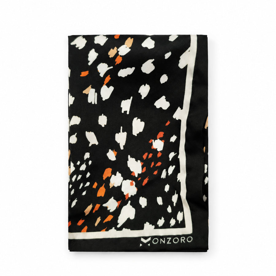 Winter Black Pattern pocket square — folded product.