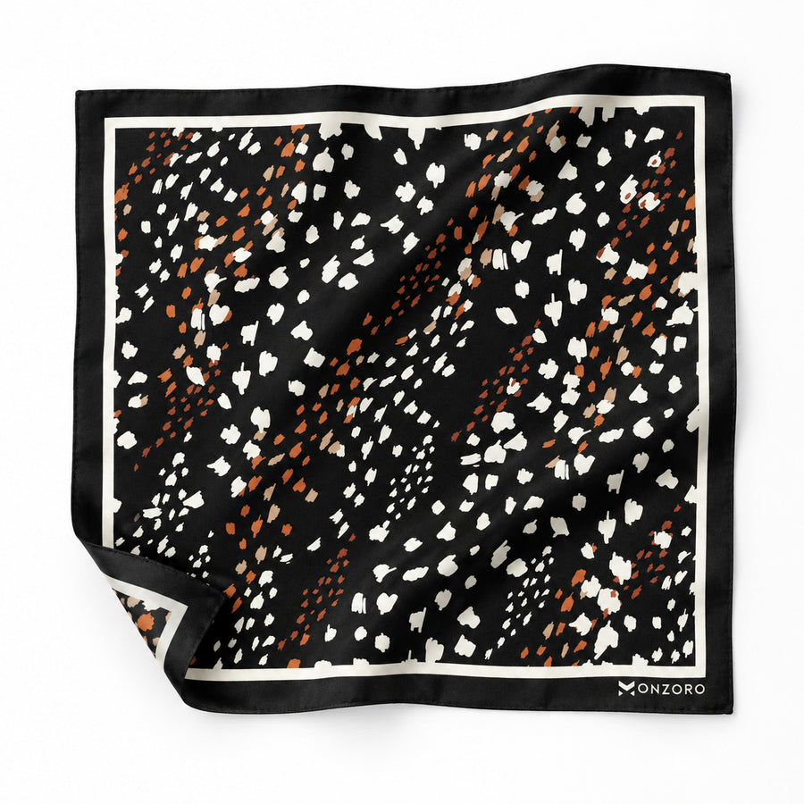 Winter Black Pattern pocket square — unfolded studio detail.