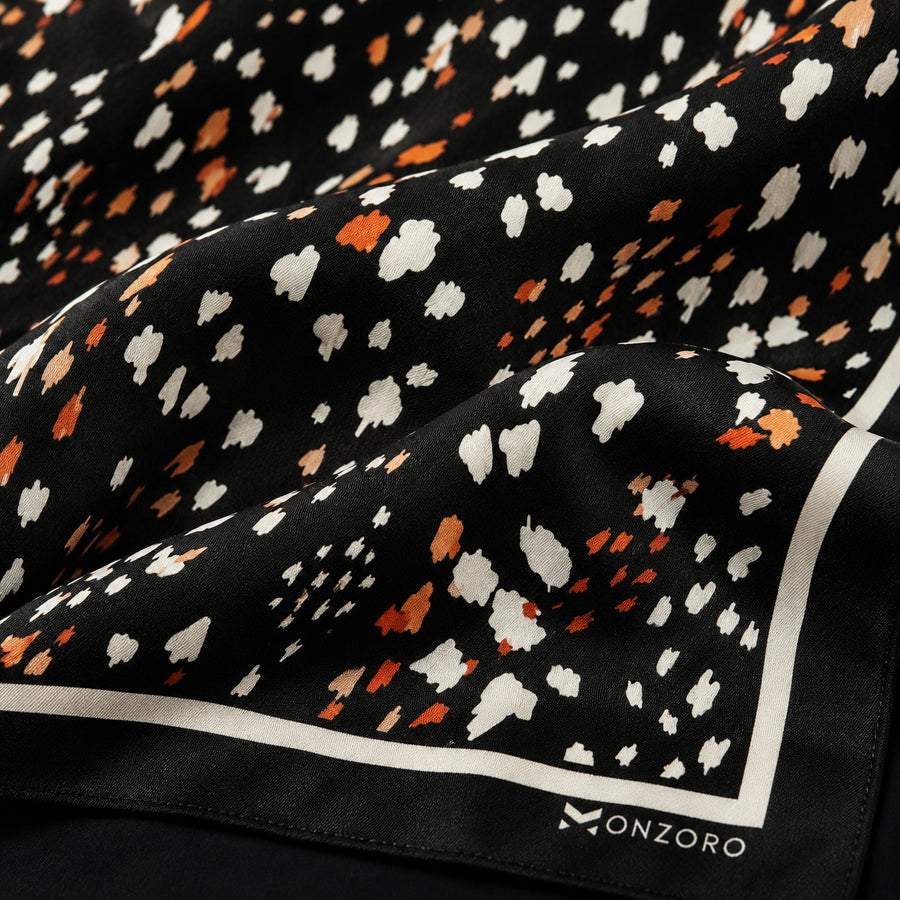 Winter Black Pattern pocket square — fabric and design close-up.