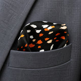 Winter Black Pattern pocket square — close-up wearing detail.