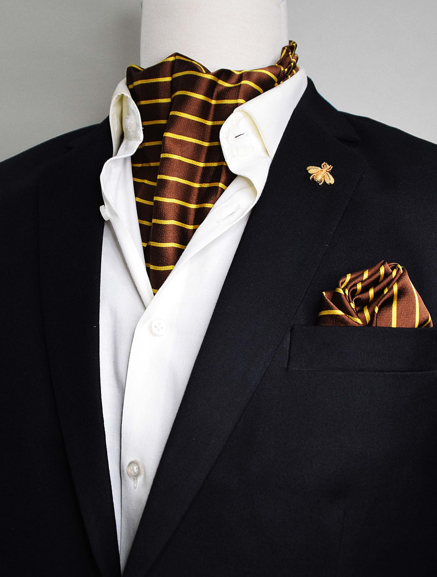 Yellow Cane Hazel Silk Ascot Set - Combo Sets | Monzoro Pakistan
