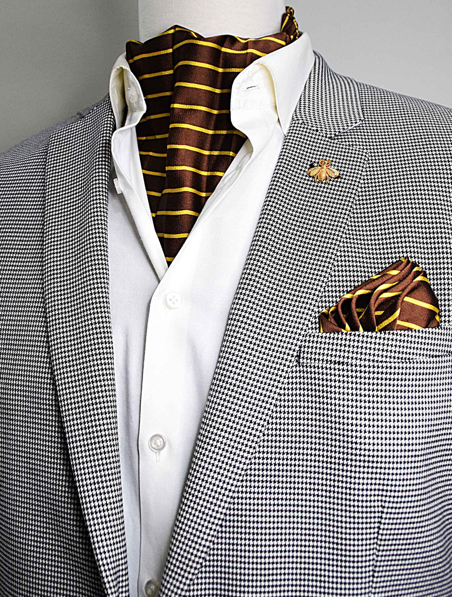 Yellow Cane Hazel Silk Ascot Set - Combo Sets | Monzoro Pakistan