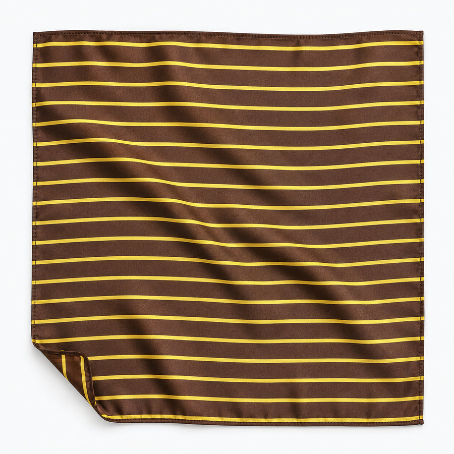 Yellow Cane Hazel pocket square — unfolded studio detail.