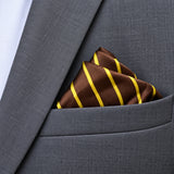 Yellow Cane Hazel pocket square — close-up wearing detail.