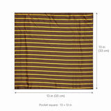 Yellow Cane Hazel pocket square — size guide.
