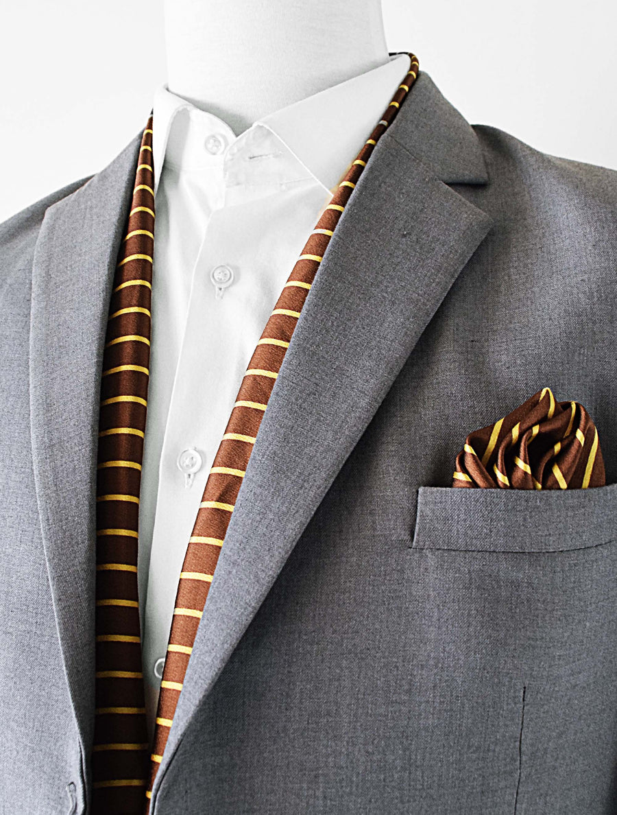 Yellow Cane Hazel - Silk Scarf & Pocket Square Set - Combo Sets | Monzoro Pakistan