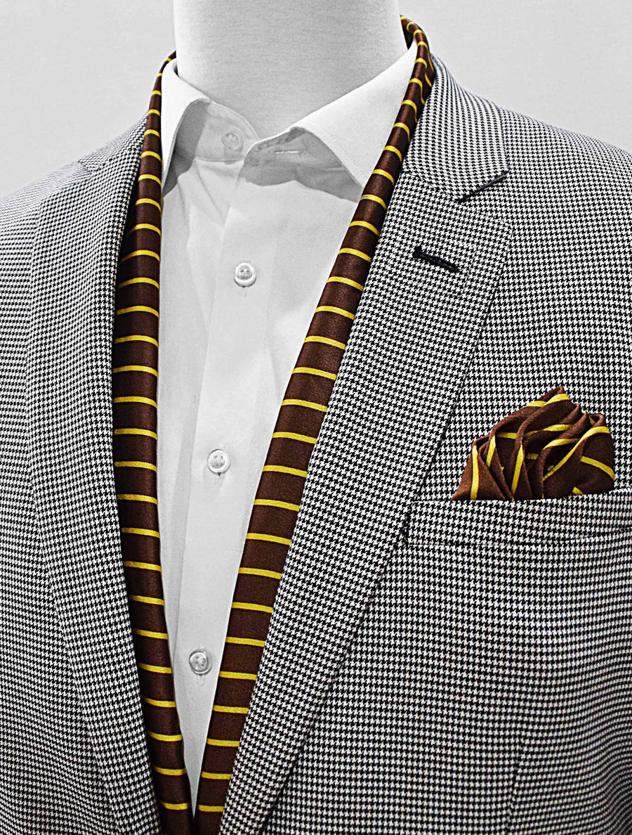Yellow Cane Hazel - Silk Scarf & Pocket Square Set - Combo Sets | Monzoro Pakistan