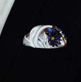 Mandarin Heron White - Silk Pocket Square