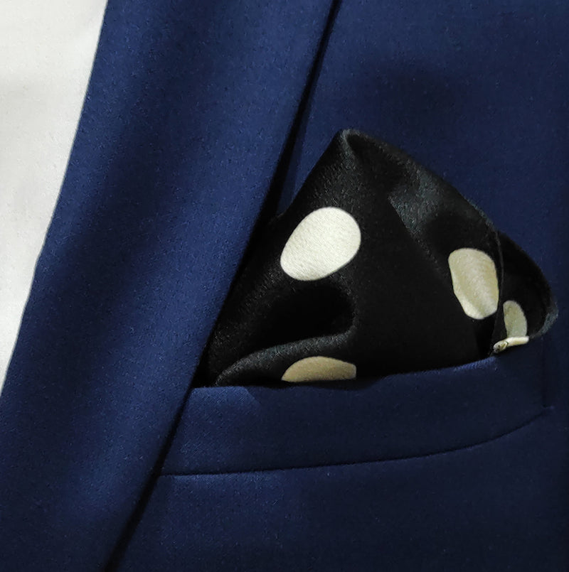 Black Midi Polka - Silk Pocket Squares
