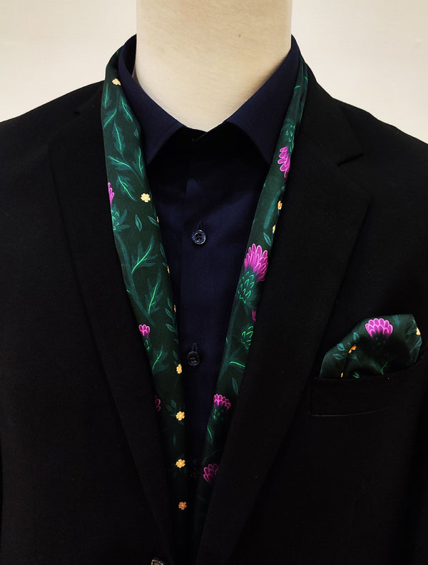 SCOTTISH THIRSTLE VECTOR ART - SILK MEN SCARf and pocket sqaure set