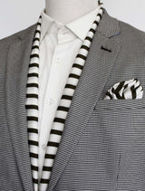White & Green Stripes Silk Scarf & Pocket Square Set - Combo Sets | Monzoro Pakistan