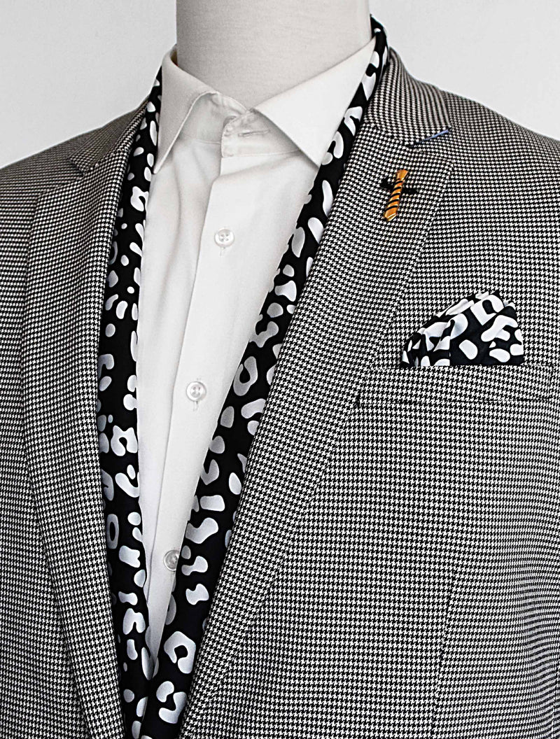 BLACK AND WHITE LEOPARD SILK SCARF Set