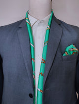 Chains & Straps (sea Green) - Silk Scarf & Pocket Square Set - Combo Sets | Monzoro Pakistan