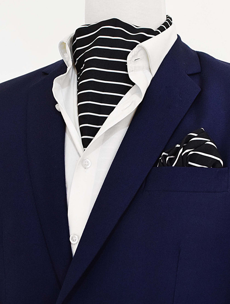 White Cane Crow - Silk Ascot & Pocket Square Set