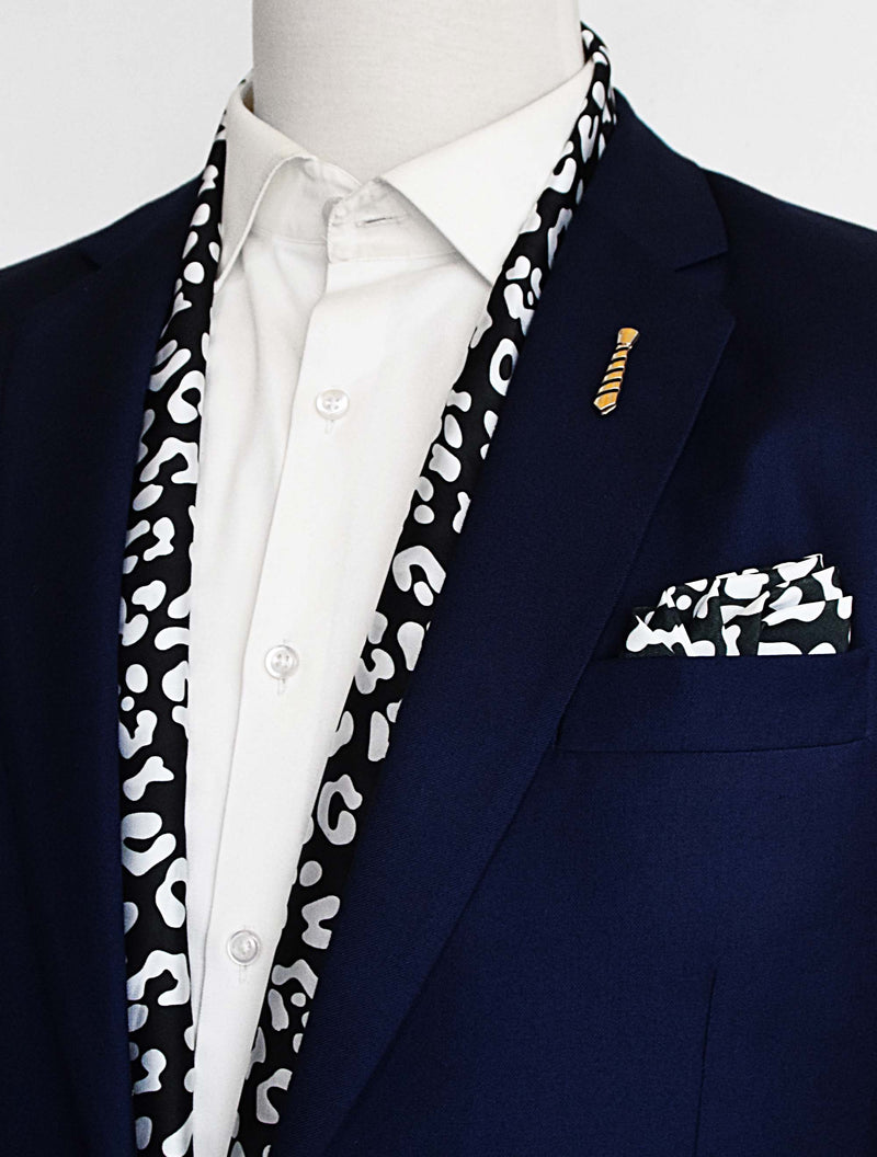 BLACK AND WHITE LEOPARD SILK SCARF Set