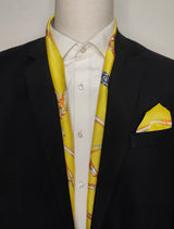 Chains & Straps (yellow) - Silk Scarf & Pocket Square Set - Combo Sets | Monzoro Pakistan
