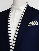 White & Green Stripes Silk Scarf & Pocket Square Set - Combo Sets | Monzoro Pakistan
